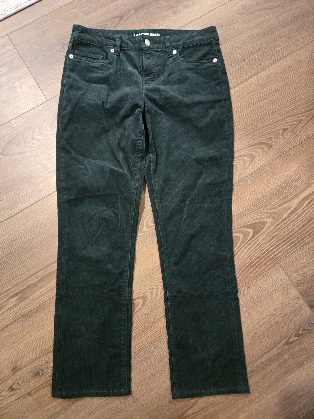 Lands' End Dark Green Corduroy Straight-Leg Pants